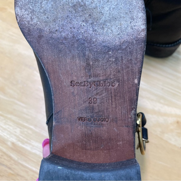 See By Chloe Black Vero Cuoio Leather Louise Logo Charm Ankle Boots 39- US 9 - Picture 7 of 14